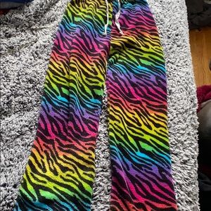 Rainbow zebra PJ pants